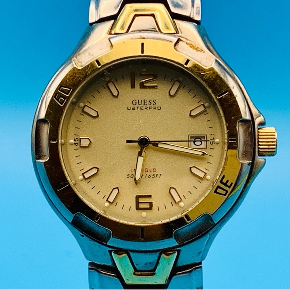 GUESS WATERPRO G75444G Men’s Quartz Bracelet Wristwatch Date Display Working - Picture 1 of 16